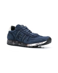 dunkelblaue Wildleder niedrige Sneakers von Premiata