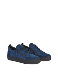 dunkelblaue Wildleder niedrige Sneakers von Giuseppe Zanotti