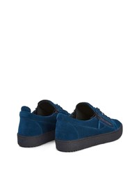 dunkelblaue Wildleder niedrige Sneakers von Giuseppe Zanotti