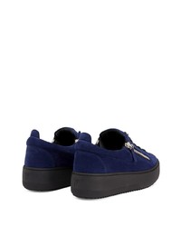 dunkelblaue Wildleder niedrige Sneakers von Giuseppe Zanotti