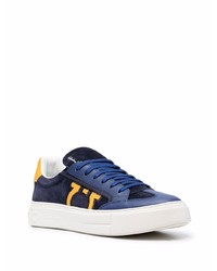 dunkelblaue Wildleder niedrige Sneakers von Salvatore Ferragamo