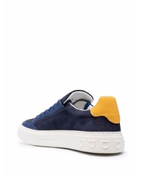 dunkelblaue Wildleder niedrige Sneakers von Salvatore Ferragamo