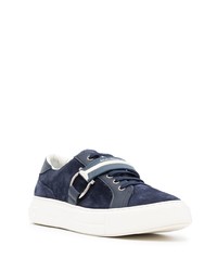 dunkelblaue Wildleder niedrige Sneakers von Salvatore Ferragamo