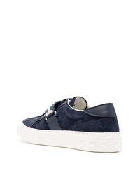 dunkelblaue Wildleder niedrige Sneakers von Salvatore Ferragamo