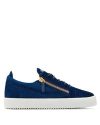 dunkelblaue Wildleder niedrige Sneakers von Giuseppe Zanotti