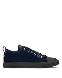 dunkelblaue Wildleder niedrige Sneakers von Giuseppe Zanotti