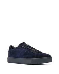 dunkelblaue Wildleder niedrige Sneakers von Santoni