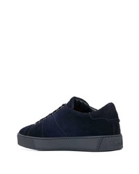 dunkelblaue Wildleder niedrige Sneakers von Santoni