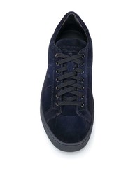 dunkelblaue Wildleder niedrige Sneakers von Santoni