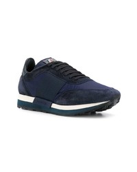 dunkelblaue Wildleder niedrige Sneakers von Moncler