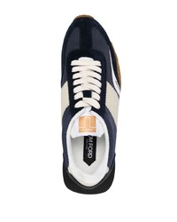 dunkelblaue Wildleder niedrige Sneakers von Tom Ford