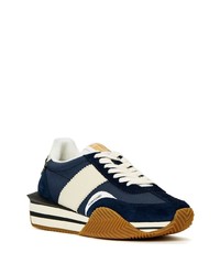 dunkelblaue Wildleder niedrige Sneakers von Tom Ford