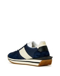 dunkelblaue Wildleder niedrige Sneakers von Tom Ford