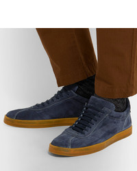 dunkelblaue Wildleder niedrige Sneakers von Officine Creative