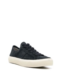 dunkelblaue Wildleder niedrige Sneakers von Tom Ford