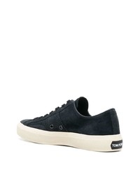 dunkelblaue Wildleder niedrige Sneakers von Tom Ford