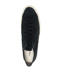 dunkelblaue Wildleder niedrige Sneakers von Tom Ford