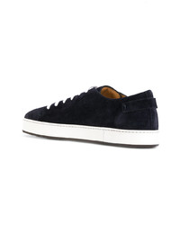 dunkelblaue Wildleder niedrige Sneakers von Santoni