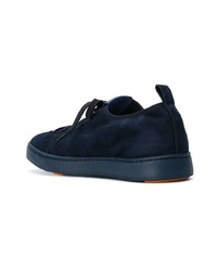 dunkelblaue Wildleder niedrige Sneakers von Santoni