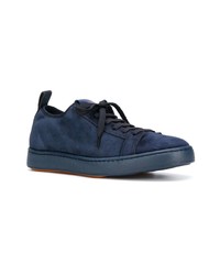 dunkelblaue Wildleder niedrige Sneakers von Santoni