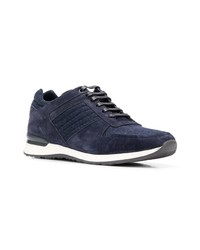 dunkelblaue Wildleder niedrige Sneakers von Corneliani