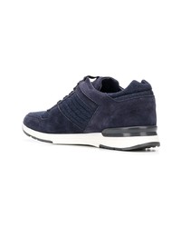 dunkelblaue Wildleder niedrige Sneakers von Corneliani