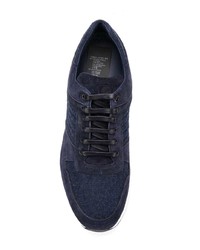 dunkelblaue Wildleder niedrige Sneakers von Corneliani