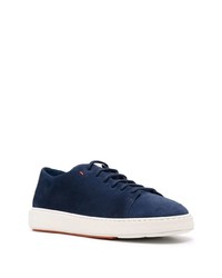 dunkelblaue Wildleder niedrige Sneakers von Santoni