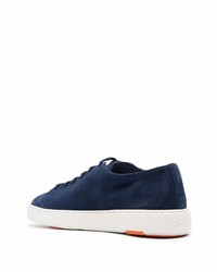 dunkelblaue Wildleder niedrige Sneakers von Santoni