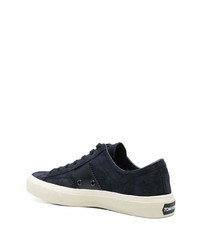 dunkelblaue Wildleder niedrige Sneakers von Tom Ford