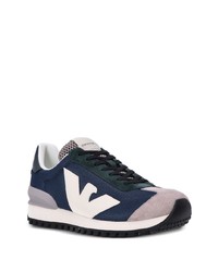 dunkelblaue Wildleder niedrige Sneakers von Emporio Armani
