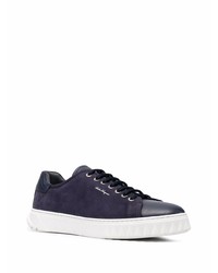 dunkelblaue Wildleder niedrige Sneakers von Salvatore Ferragamo