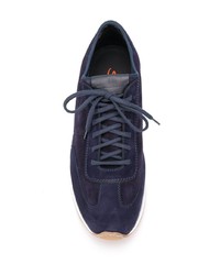 dunkelblaue Wildleder niedrige Sneakers von Santoni