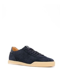 dunkelblaue Wildleder niedrige Sneakers von Santoni