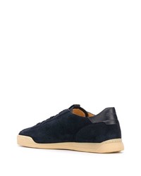 dunkelblaue Wildleder niedrige Sneakers von Santoni