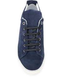 dunkelblaue Wildleder niedrige Sneakers von Lanvin