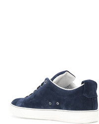 dunkelblaue Wildleder niedrige Sneakers von Lanvin