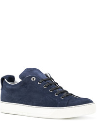 dunkelblaue Wildleder niedrige Sneakers von Lanvin