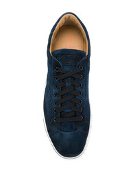 dunkelblaue Wildleder niedrige Sneakers von Santoni