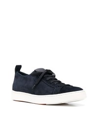 dunkelblaue Wildleder niedrige Sneakers von Santoni