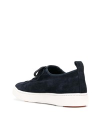 dunkelblaue Wildleder niedrige Sneakers von Santoni