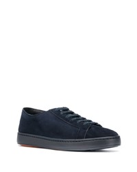 dunkelblaue Wildleder niedrige Sneakers von Santoni