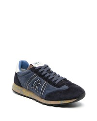 dunkelblaue Wildleder niedrige Sneakers von Premiata