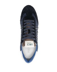 dunkelblaue Wildleder niedrige Sneakers von Premiata