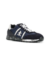 dunkelblaue Wildleder niedrige Sneakers von Premiata