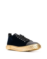 dunkelblaue Wildleder niedrige Sneakers von Giuseppe Zanotti