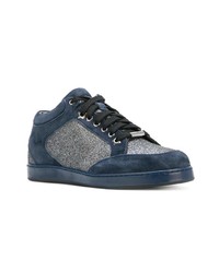 dunkelblaue Wildleder niedrige Sneakers von Jimmy Choo