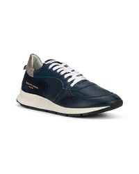 dunkelblaue Wildleder niedrige Sneakers von Philippe Model