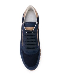 dunkelblaue Wildleder niedrige Sneakers von Brunello Cucinelli