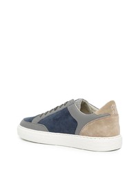 dunkelblaue Wildleder niedrige Sneakers von Brunello Cucinelli